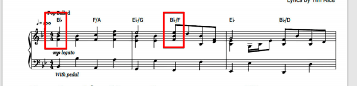 B flat major triad bass clef