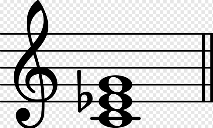 B flat major triad bass clef