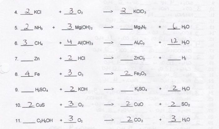 Balancing equations practice 2 worksheet answers