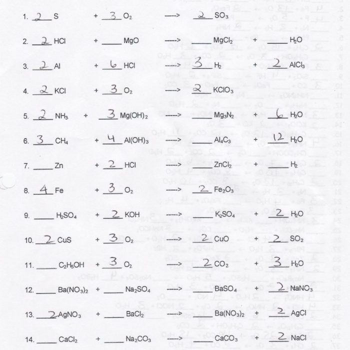 Balancing equations practice 2 worksheet answers