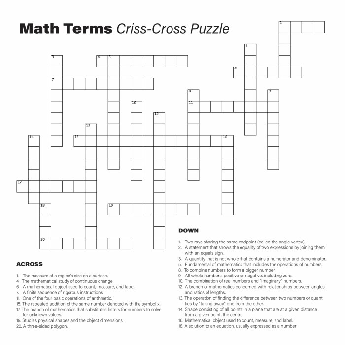 Math terms geometry crossword puzzle answers